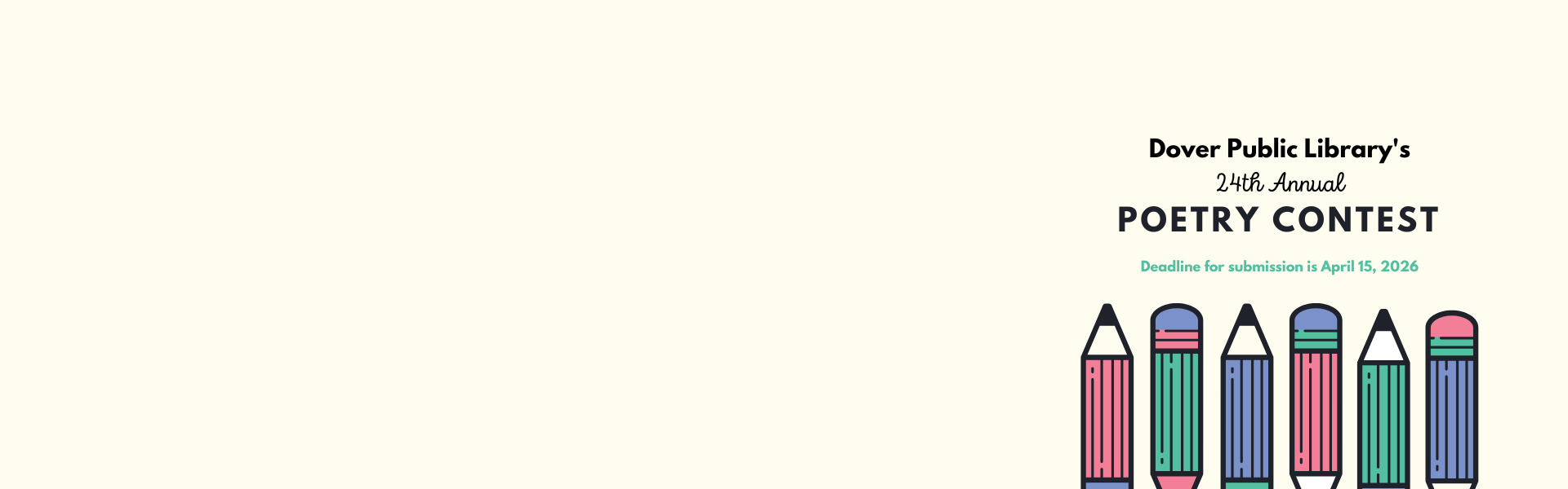 Dover Public Library 24th annual poetry contest deadline for submissions is April 15, 2026