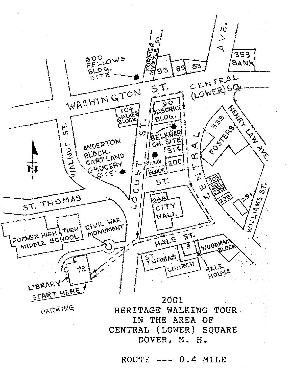 2001 Heritage Walk Tour Map