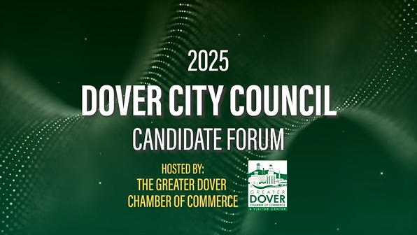 Candidate Forum City Council 2025 Screenshot of video on the title screen with 2025 Dover City Council Candidate Forum