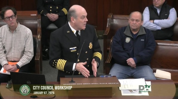 Video thumbnail of City Council workshop on Jan 7 2026 with Chief Perry Plummer at the podium